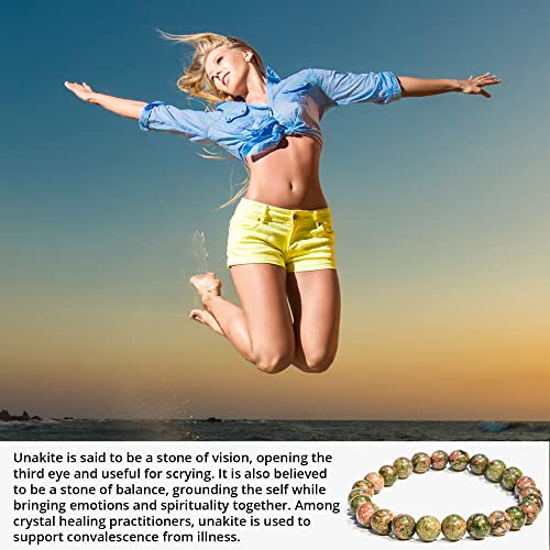 Image of ANAYA AGATE Healing Crystal Bracelet for Women and Men - 8mm Round Beaded Bracelet for Men and Women - Unisex Stretchy Gemstone Bracelet for Healing and Protection