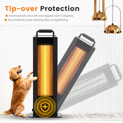 Costway LDHR033E-120K Outdoor Patio Heater, 1200W Freestanding Double-Sided Electric Infrared Heater W/Tip-Over Protection & Silent Heating thumb #6