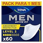 TENA Men Level 2 x60 - Compresa Protectora y Absorbente para Hombre - Para Incontinencia Moderada - Con Zona de Absorción Mejorada - Máxima Discreción - Paquete Mensual (6x10)