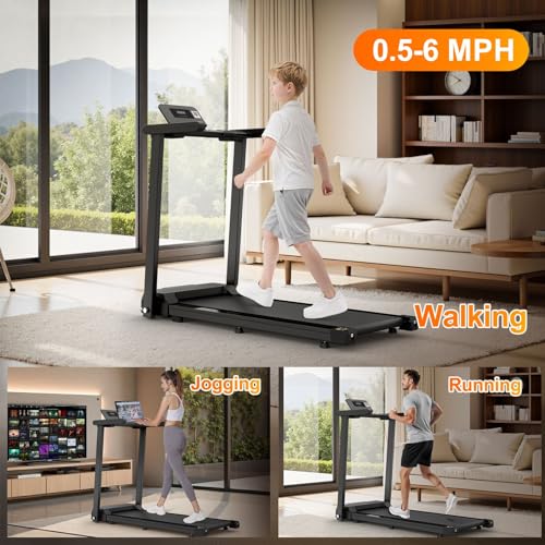 Image of ACAGALA Folding Treadmill with Handles 2.5HP Foldable Treadmill with LED Display 300 LBS Capacity Running Machine for Home Small Spaces