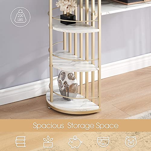Ivinta Console Table With Storage, Modern Gold Entryway Table With Shelves, Narrow Sofa Table For Living Room, Entryway, Hallway, White Long Accent Table With Faux Marble Veneer #TOP6