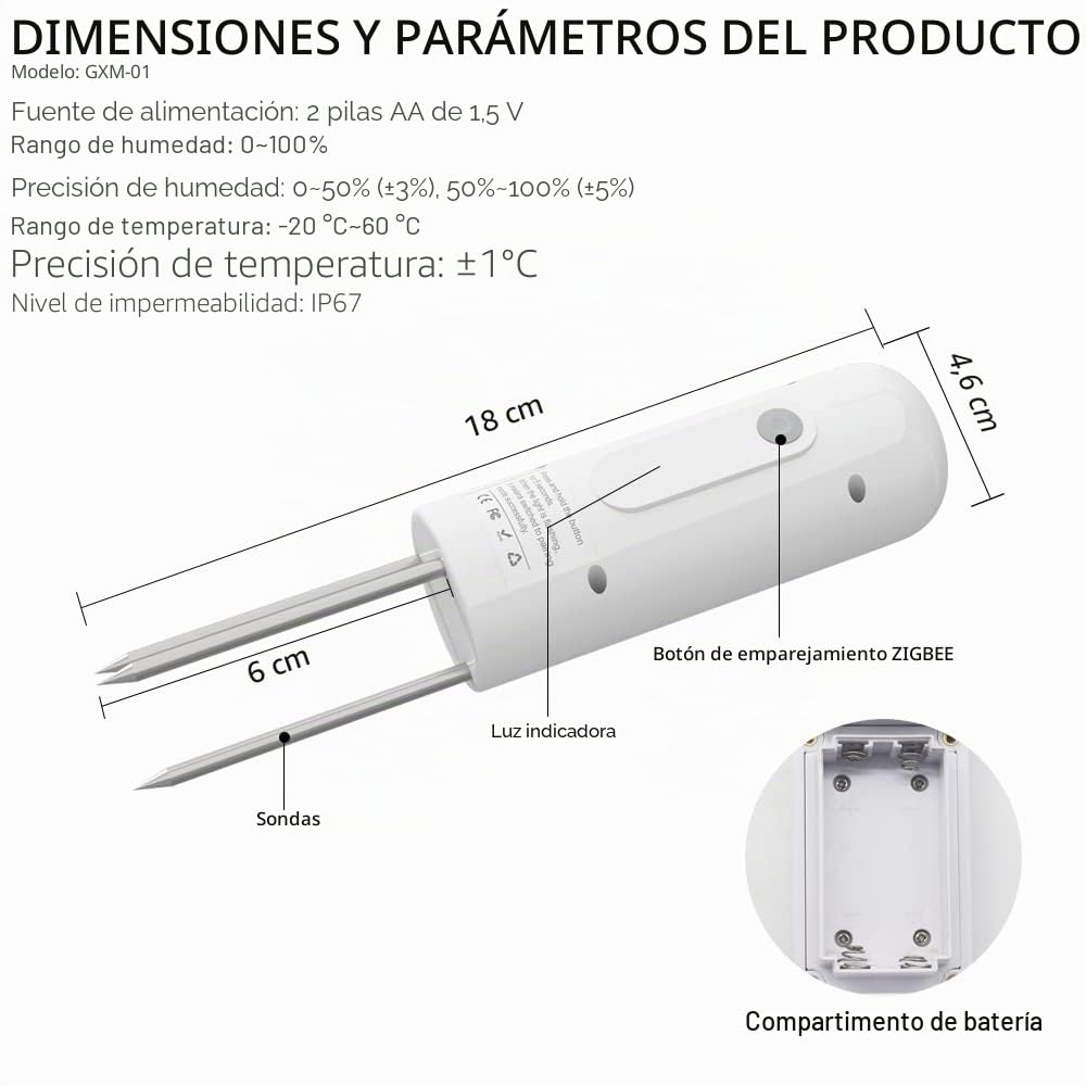 ZIGBEE Medidor de humedad y temperatura del suelo de jardín, sensor impermeable al aire libre, probador de humedad de plantas, compatible con la aplicación TUYA Smart