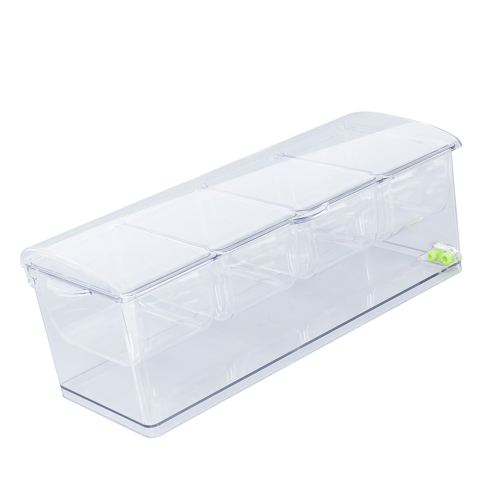 Servidor de Condimentos de Plástico Transparente Enfriado con Hielo con Cubierta Sellada para Uso en Cocina, Liviano y Portátil, Incluye 4 Compartimentos para Reuniones Familiares (4