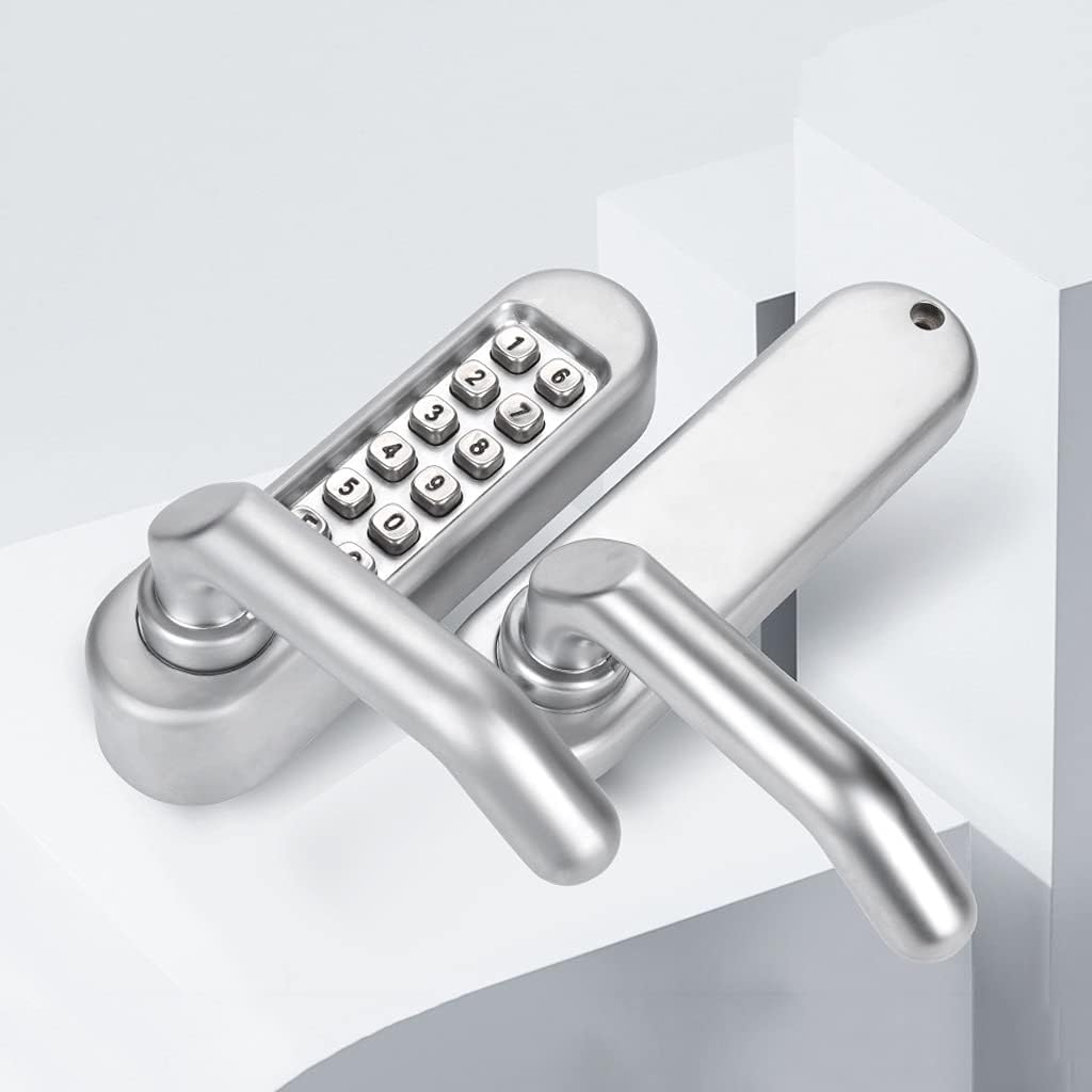 Zinc Alloy Keyless Combination Mechanical Digital Door Lock No Power Push Button Code Locks Furniture Hardware (Color : Silver Size : 178 * 125 * 48mm)