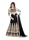 DivyaEmporio Women's Anarkali Unstitched Dress Material Free Size Black