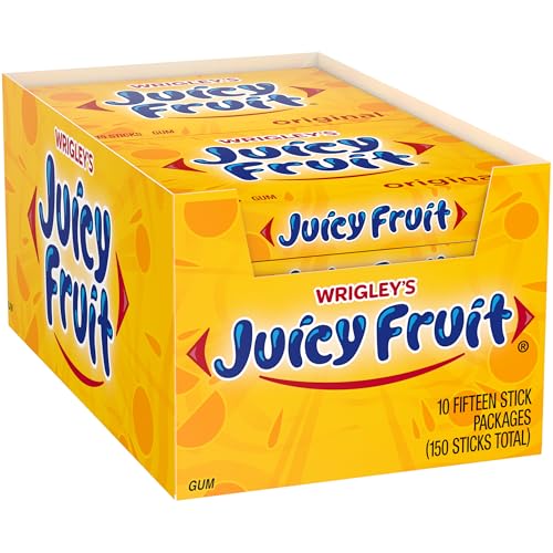 Juicy Fruit Gum Original Bubble Chewing Gum, 15 pieces (10 Pack)