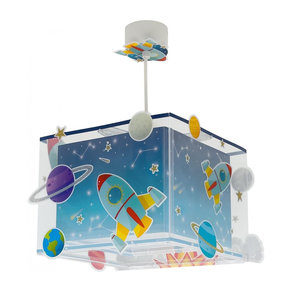 Dalber Lampada da soffitto a sospensione per bambini Rocket Razzo Spaziale Sistema solare