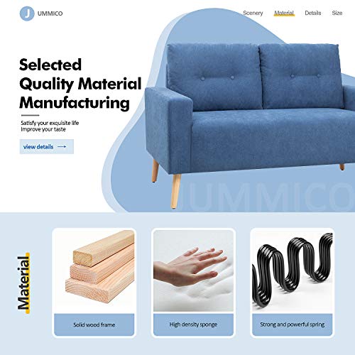 image for JUMMICO Modern Loveseat Sofa Fabric Couch Mid Century Love Seat with 2