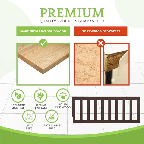 Image of Toddler Bed Safety Guard Rail for Oxford Baby, Soho, Ozlo & Avalon Baby Convertible Cribs - Solid Wood Rail for Toddler Bed Conversion - Safety Rails for Children (Espresso, Option 2)