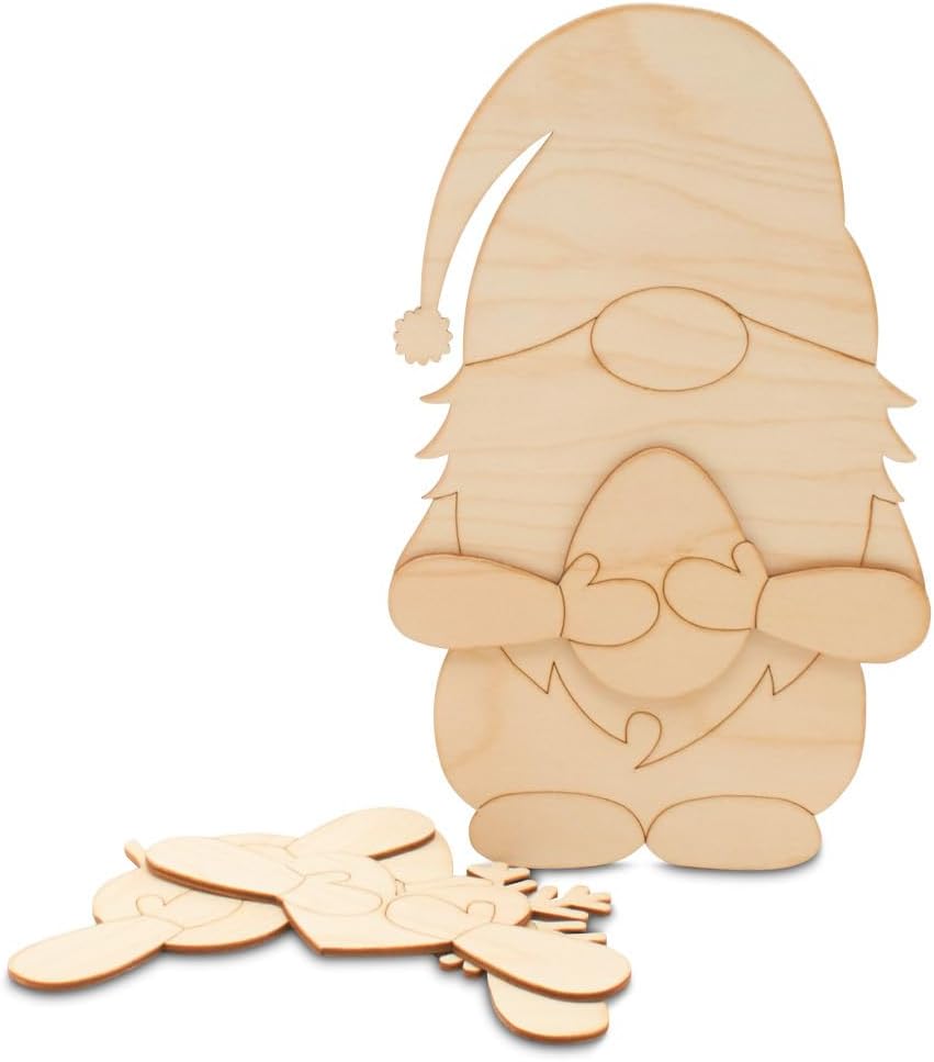 Halloween Gnome Decorations 12-inch, Pack of 5 Holiday Gnomes for All Season Set of Cutouts, Wood Gnome Door Hanger Interchangeable Decor to Paint, by Woodpeckers