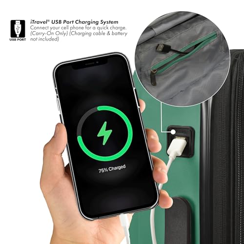 Travel Select Snowcreek Hardside Expandable Spinner Luggage w/USB Port, Green, 21-Inch Carry-on4