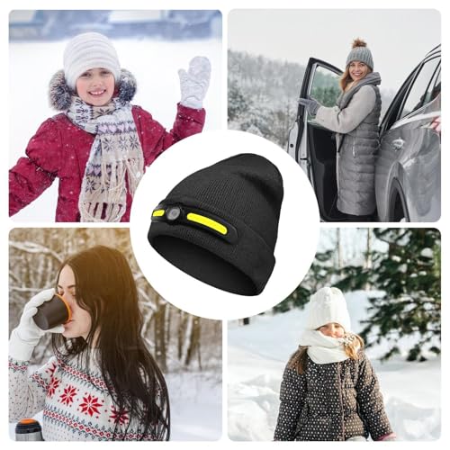 Gorro LED recargable unisex con linterna frontal manos libres para invierno 7