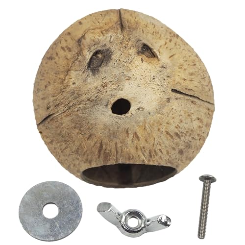 Image of OMEM Bird Coconut House,Hamster House,Coconut Shells can Fixed in Bamboo, Birdcages, Hamster Cages (M)