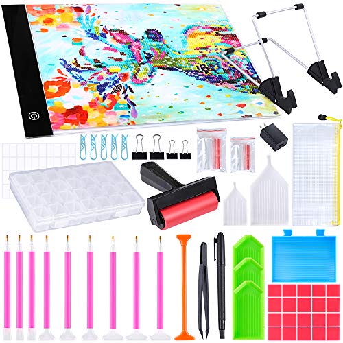 PP OPOUNT 116 Pieces Diamond Painting Cross Stitch Tool Set Including A4 LED