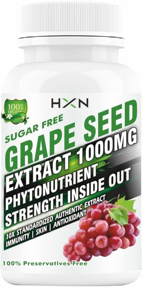 JEVR Grape Seed Extract 1000mg (98% Polyphenols) Antioxidant Supplement, Healthy Cholesterol Level, Boost Immunity, Promotes Hair and Skin Hydration -60 Tablets (Pack 1) JEVR Grape Seed Extract 1000mg (98% Polyphenols) Antioxidant Supplement, Healthy Cholesterol Level, Boost Immunity, Promotes Hair and Skin Hydration -60 Tablets (Pack 1)