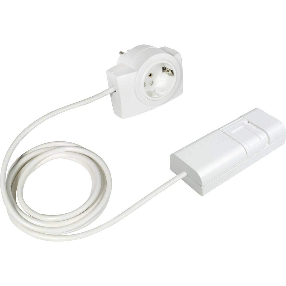 EHMANN 2160x0709 09 Variateur à fil T21.07 blanc avec fiche intermédiaire, Plug & Play, coupure de phase, 230 V, 50 Hz, puissance : LED 3-35 W, 7-110 W/VA