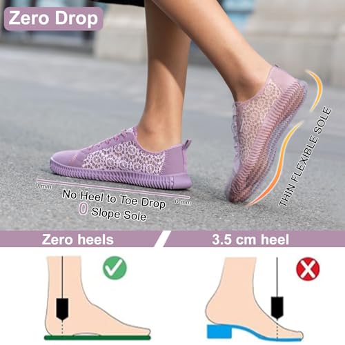 Women's Wide Toe Box Shoes Zero Drop Non Slip Extra Wide Width Fashion Sneakers Ultra Light Breathable Walking Shoes Casual Sneakers for Travel Work Trainers3