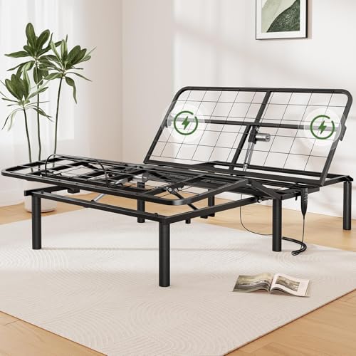 Marsail NS3 Queen Adjustable Bed Base - Smart Dual Motor Bed Frame with Wireless Remote, 3-Min Assembly, Zero Gravity & Anti-Snore Modes, Under Bed Lighting, 4 USB Ports