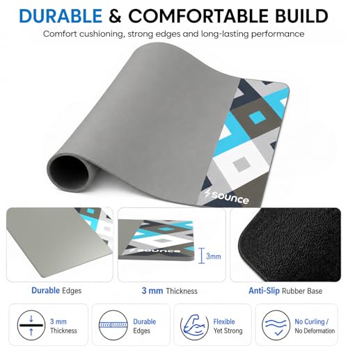 Image of Sounce Mouse Pad | Speed & Precision Optimised | Premium Anti-Skid Rubber Base | Premium Microfiber Surface | Home & Office, Laptop, Gaming, PC, Mac | 240 x 210 x 3mm | Grey
