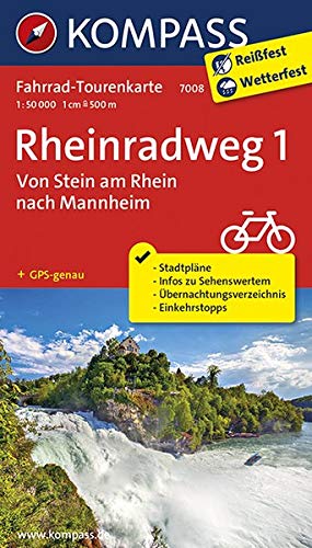 Télécharger Kompass FTK7008 Rheinradweg 1, Von Stein am Rhein nach Mannheim: Fietsroutekaart 1:50 000 PDF Ebook En Ligne