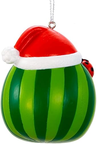 Miniatura 4 de Kurt Adler Cocomelon - Adorno de sandía con sombrero de Papá Noel, multicolor de 3 pulgadas, CO1214