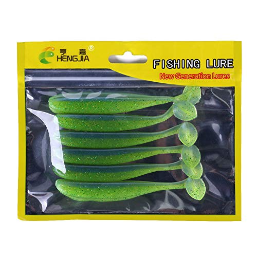 pnxq88 Fish Bait 6 unids/Set Clásico Simulación Señuelo Artificial Fácil de Usar Ligero Duradero Largo Suave T Cola Acampar Herramientas Al Aire Libre Accesorios(Verde)
