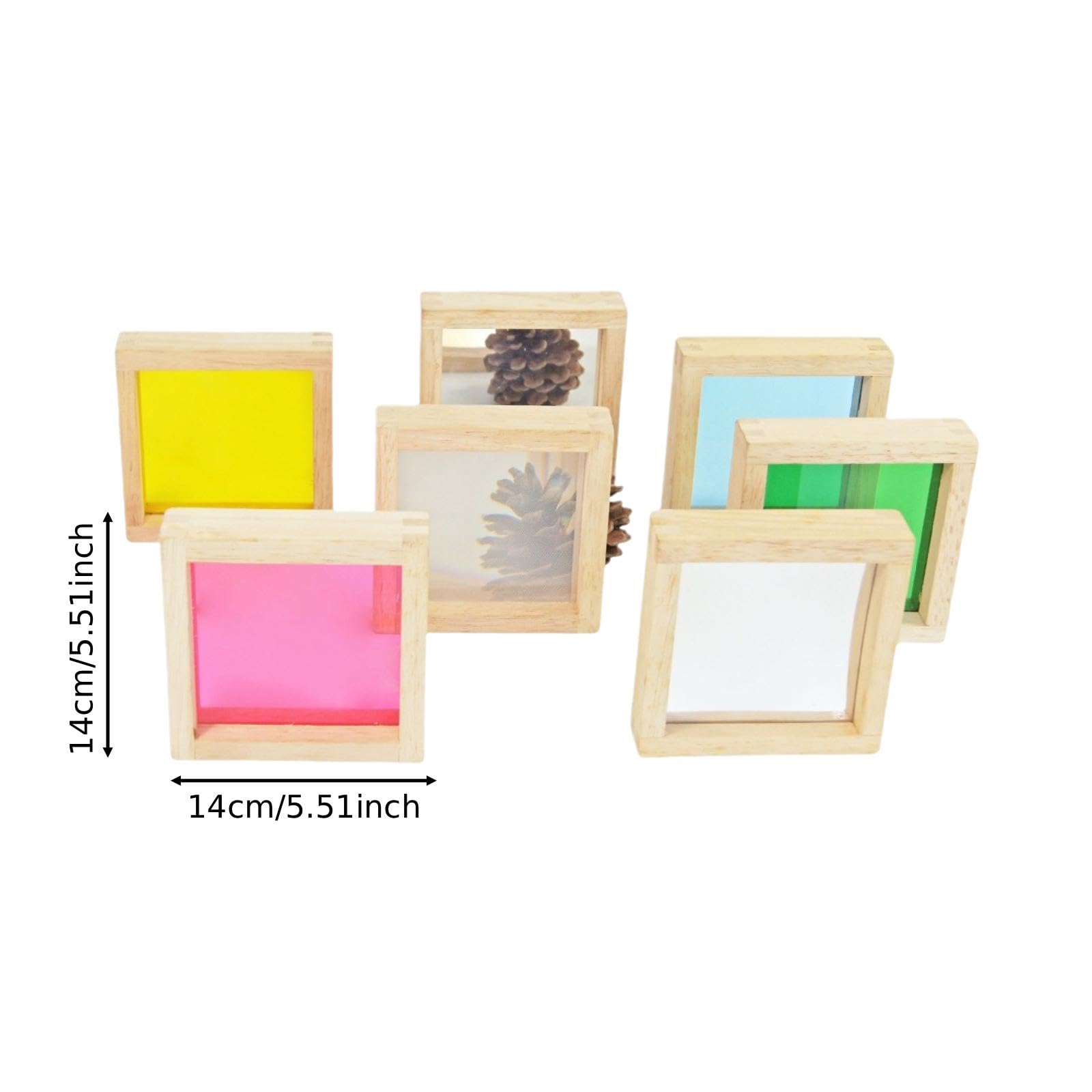 Set di 7 Blocchi Da Costruzione in Legno Acrilico Colorato per Lo Sviluppo Sensoriale Nella Scuola Dell'infanzia: Ideali per Impilare E Apprendere, come descritto, 14cm