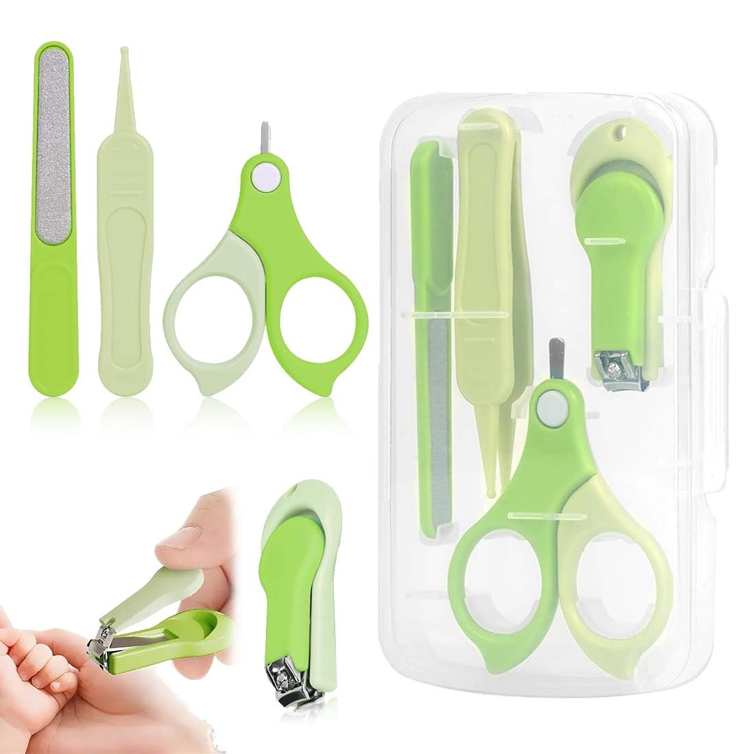 Set Manicure Neonati, 4Pcs Forbici Per Unghie Bambini, Strumenti Infermieristici Kit Per La Cura Del Bambino Con Forbicine, Tagliaunghie, Lima E Pinzetta Per Baby, Idea Regalo Bimbo, 0 Mesi+