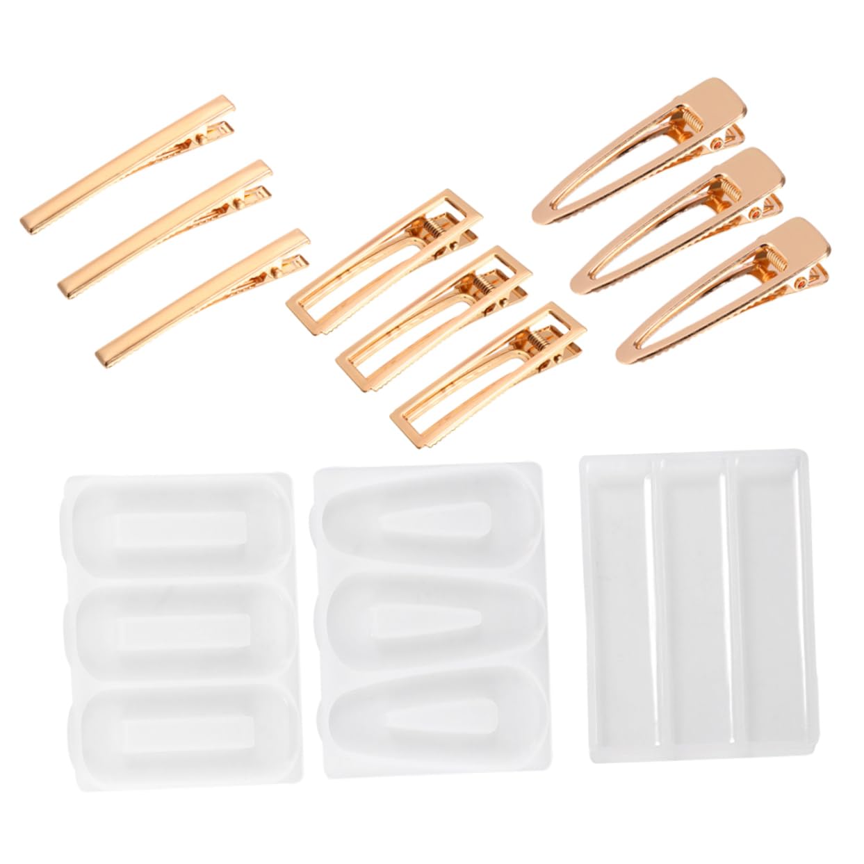 STOBOK 24pezzi Stampi Silicone Per Clip Per Kit Per Creazione Di Accessori Fai Te Resina Epoxy Inclusi Stampi e Accessori Metallici Per Clip Per