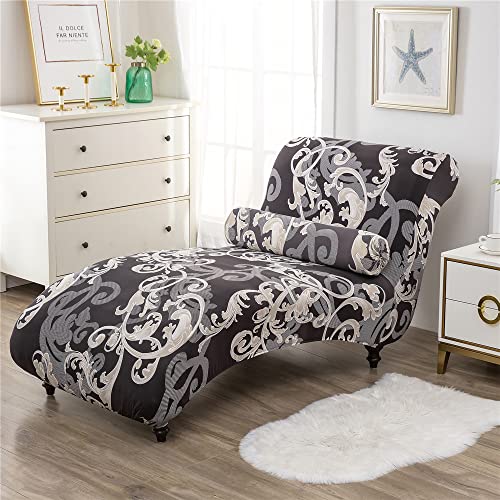 Surwin Housse De Chaise Longue Extensible sans Accoudoirs, Housse Méridienne Douce Moderne pour Salon Chambre à Coucher Intérieure Fauteuil Inclinable Protecteur (1PC,Baroque)
