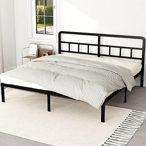 Diaoutro Metal Platform California King Bed Frames With Headboard, 14 Inch No Box Spring Needed Heavy Duty Steel Slat Mattress Foundation/Easy Assembly/Noise Free/Black #TOP4