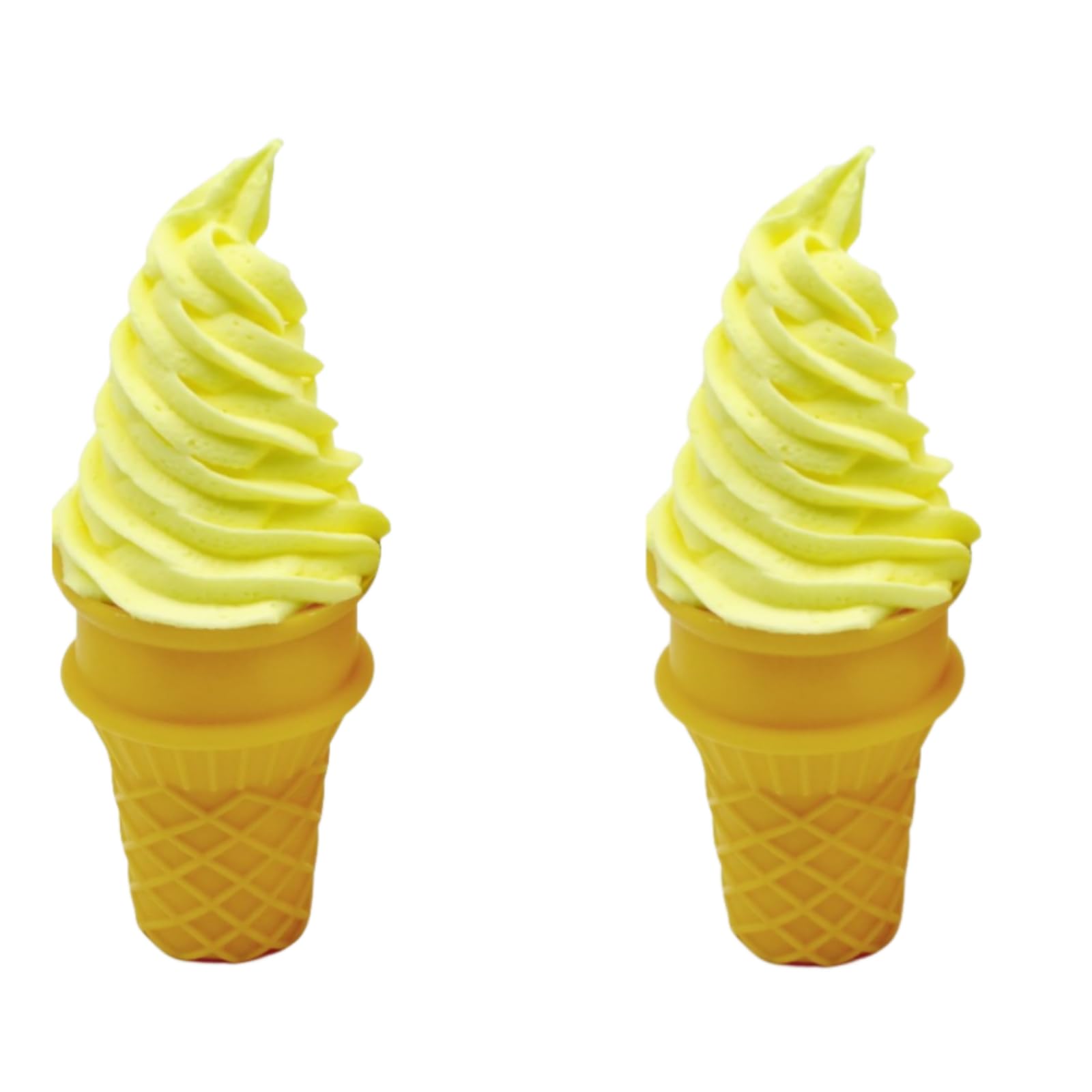 LONG XIN SERIES 2 Pcs Simulated Ice Cream Artificial Lifelike Ice Cream Fake Ice Cream Food Model for Home Kitchen Cabinet Desk Shops Party Decor Sample Display Photography Props(Yellow)
