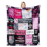 Ultra Soft Nurse Theme Blanket Microfiber Flannel Blanket Gifts for Women Nurses Warm Cozy Fuzzy Thr