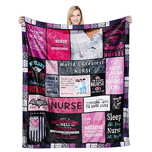Ultra Soft Nurse Theme Blanket Microfiber Flannel Blanket Gifts For Women Nurses Warm Cozy Fuzzy Throw Blanket For Bed And Couch 50X60 Inch #TOP16