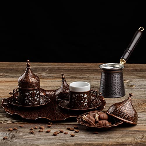 Demmex Turkish Greek Arabic Coffee Making And Serving Full Set With Cups, Saucers, Lids, Sugar Bowl thumb #4