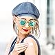 Perfeclan Damen Ballonmütze Schirmmütze Sommerhüte Kappe Barett Baskenmütze Newsboy Cap Vintage Maler Mütz Bakerboy Mütze Schiebermütze Cabbie-Mütze mit Schirm für Alle Jahreszeiten, Hellblau