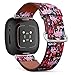 CJBROES Replacement Leather Watch Band, Compatible with Fitbit Versa 3 and Fitbit Sense of Wristband Bracelet Accessory - efthasis-Pink-Elephants