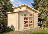 Alpholz Alpholz Gartenhaus Aktiva aus Massiv-Holz, Gerätehaus mit 40 mm Wandstärke, Garten Holzhaus inklusive Montagematerial, Geräteschuppen Größe: 320 x 320 cm, Pultdach