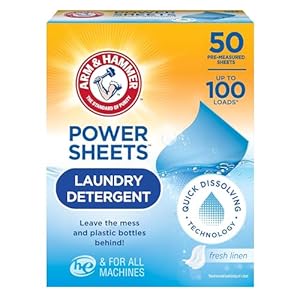 Arm & Hammer Energy Sheets Laundry Detergent, Recent Linen 50ct, as much as 100 Small Hundreds (Packaging might range)