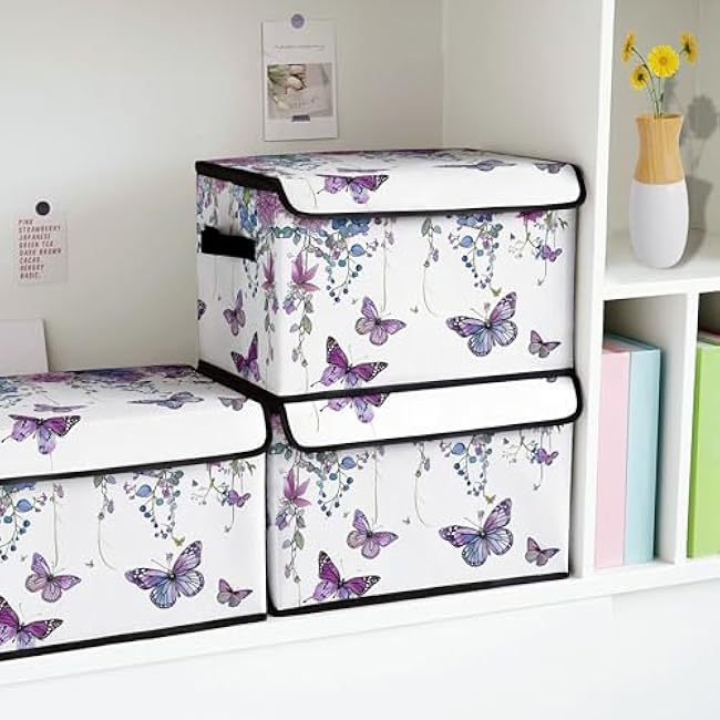 Stackable Clothes Storage Bins with Lids,Closet Organizers Fabric Box for Home and Office,Blanket Clothes Organizers,Under Bed Storage Containers 3 Pack.