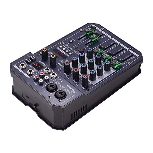 Lepeuxi T4 Draagbare 4-kanaals audio-mixer, 16 DSP, 48 V, fantoompower, ondersteunt BT MP3-speler, opnamefunctie 5 V… - Image 4