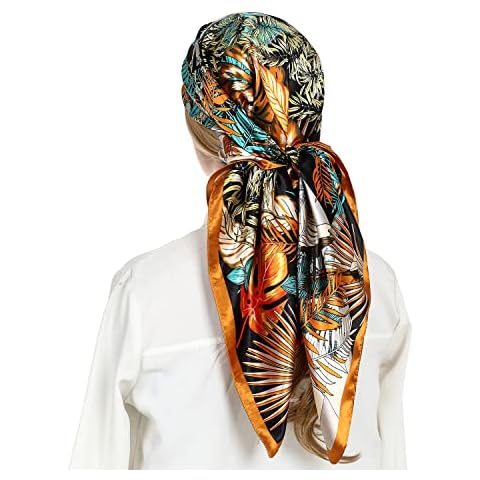 RIIQIICHY Head Scarf for Women Like Silk Satin Scarf for Hair Wrapping at Night Bandana Square Scarf for Sleeping 35 Inch Cover
