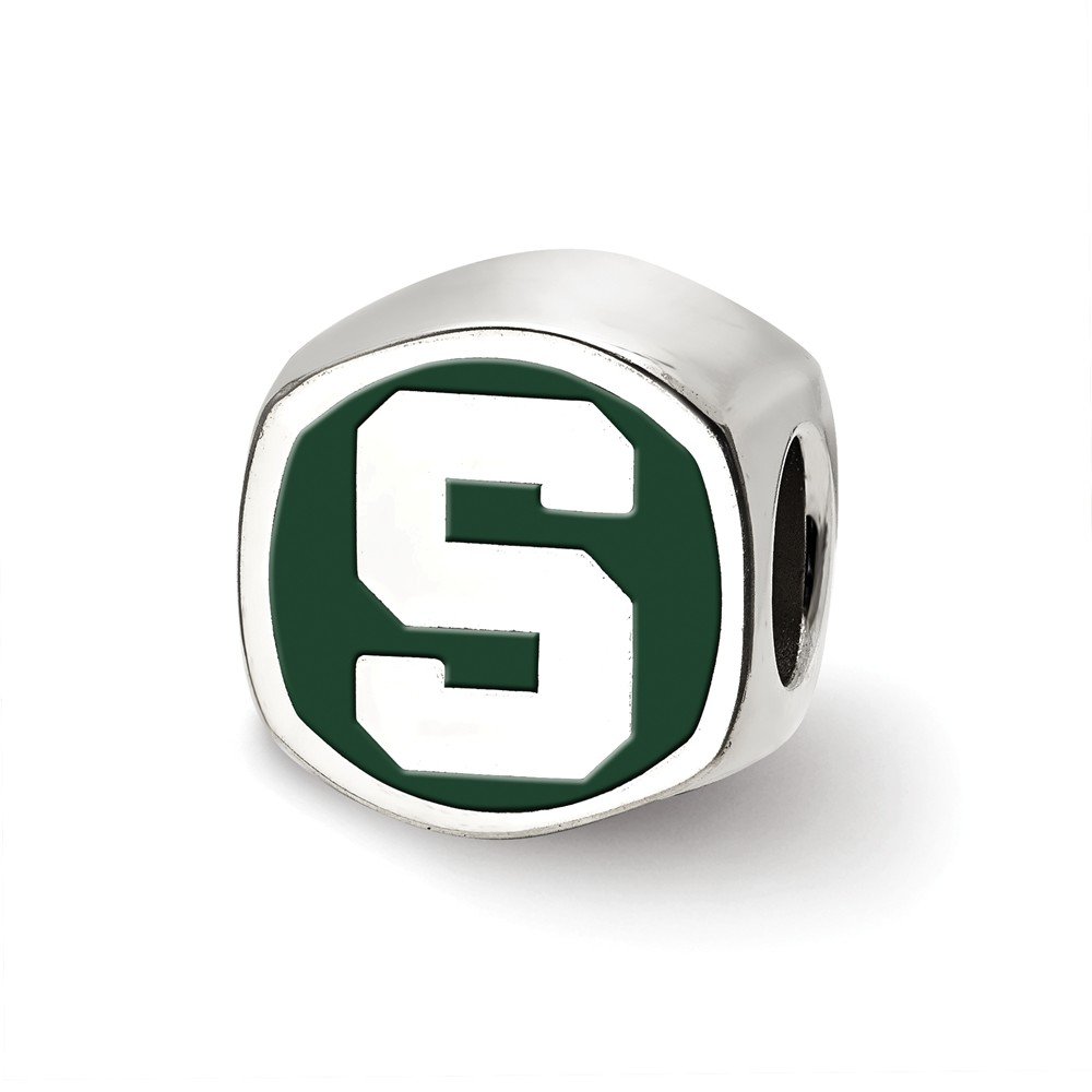 LogoArt Logo Art Sterling Silver Michigan State Spartans U Cushion Shaped Logo