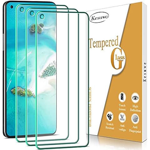 Kesuwe [3 Pack] Screen Protector for OnePlus 9, OnePlus 9R Tempered Glass, Anti Scratch, 9H Hardness, Touch Sensitive, HD Clear, Case Friendly, Easy to install Cover
