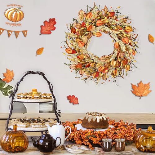 Fall-Wreath-for-Front-Door-24-Primitive-Fall-Decor-with-Berries-Grain-Wheat-Ears-Straw-Autumn-Wreath-Thanksgiving-Wreath-for-Farmhouse-Home-Wall-Festival-Decor Fall Wreath for Front Door 24 Primitive Fall Decor with Berries Grain Wheat Ears Straw Autumn Wreath Thanksgiving Wreath for Farmhouse Home Wall Festival Decor