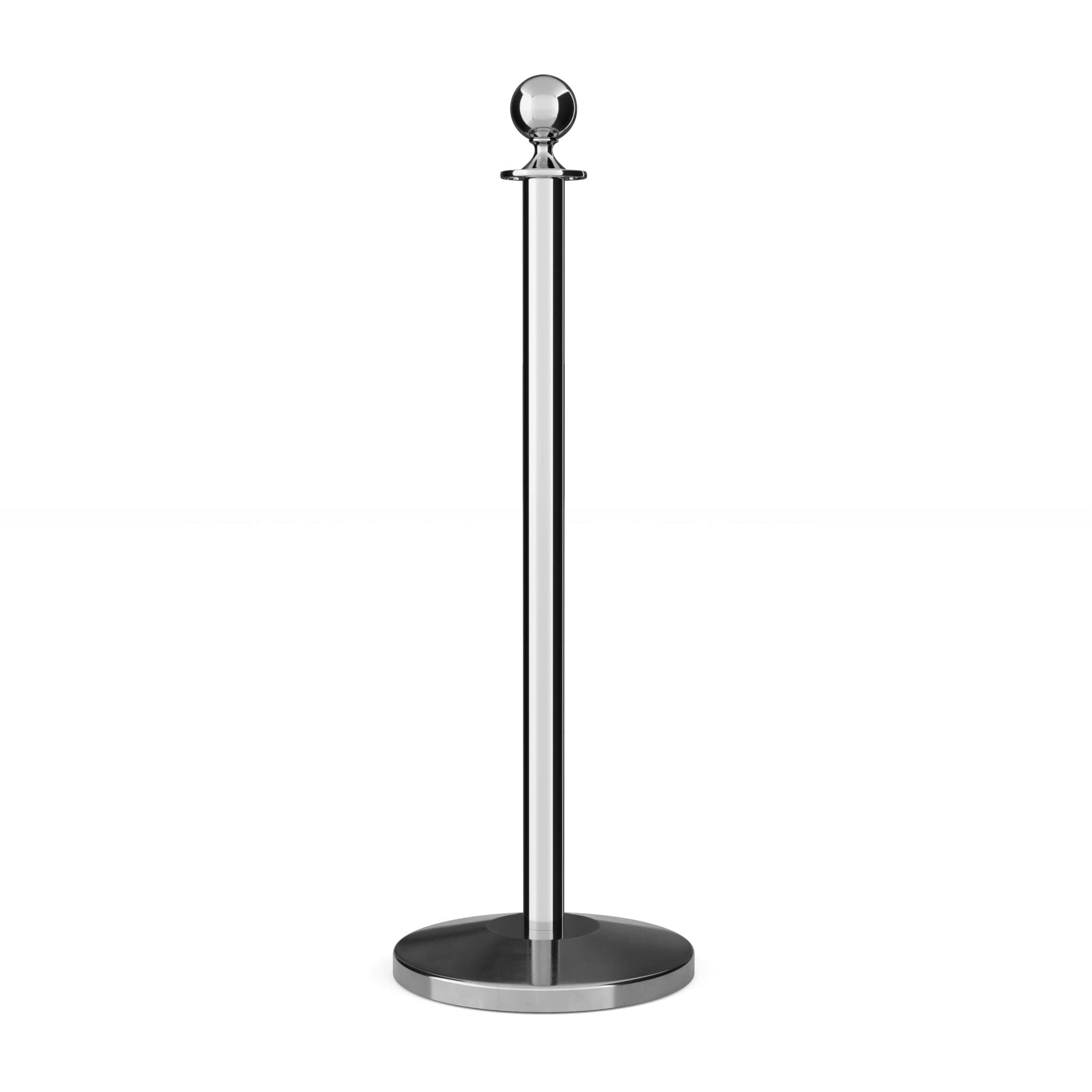 Montour Line Cline Post and Rope Stanchion, Sloped Base, (Polished Stainless Steel Post, Ball Top)