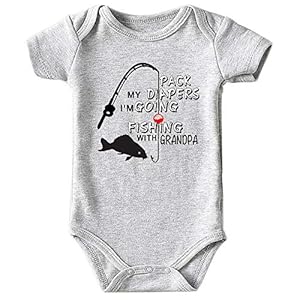 Azzwnee Fish With Grandpa Baby Boy Clothes Unisex Funny Baby Girl Bodysuits 0-3 months