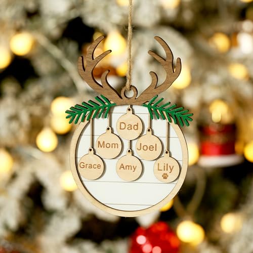 MOWARM Personalized Family Name Christmas Tree Ornaments 2023 DIY Family Name