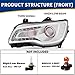 SAFAUTOPARTS Headlights Assembly Pair for 2011-2023 Chrysler 300/300C (2nd Gen) Halogen Headlamps Head Lights with LED DRL Replacement Driver and Passenger Side (LH RH),Chrome Housing Clear Reflector