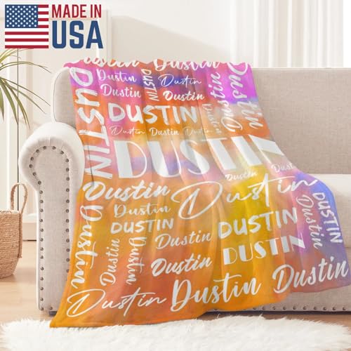 Name Blanket Personalized Name Blanket Customized Blanket with Name Text for Adult Kid Birthday Christmas Mothers Fathers Valentines Day Gift